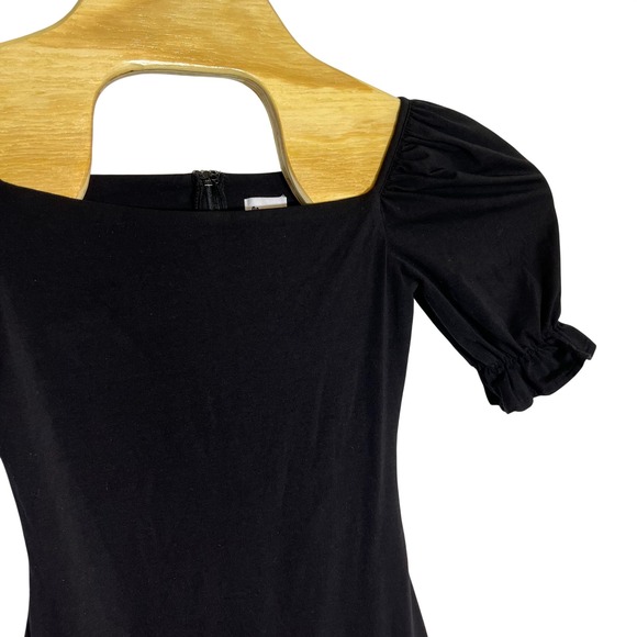 Princess Polly Black Puff Sleeve Ruffle Hem Mini Dress Square Neck Size US 2 - Picture 3 of 8